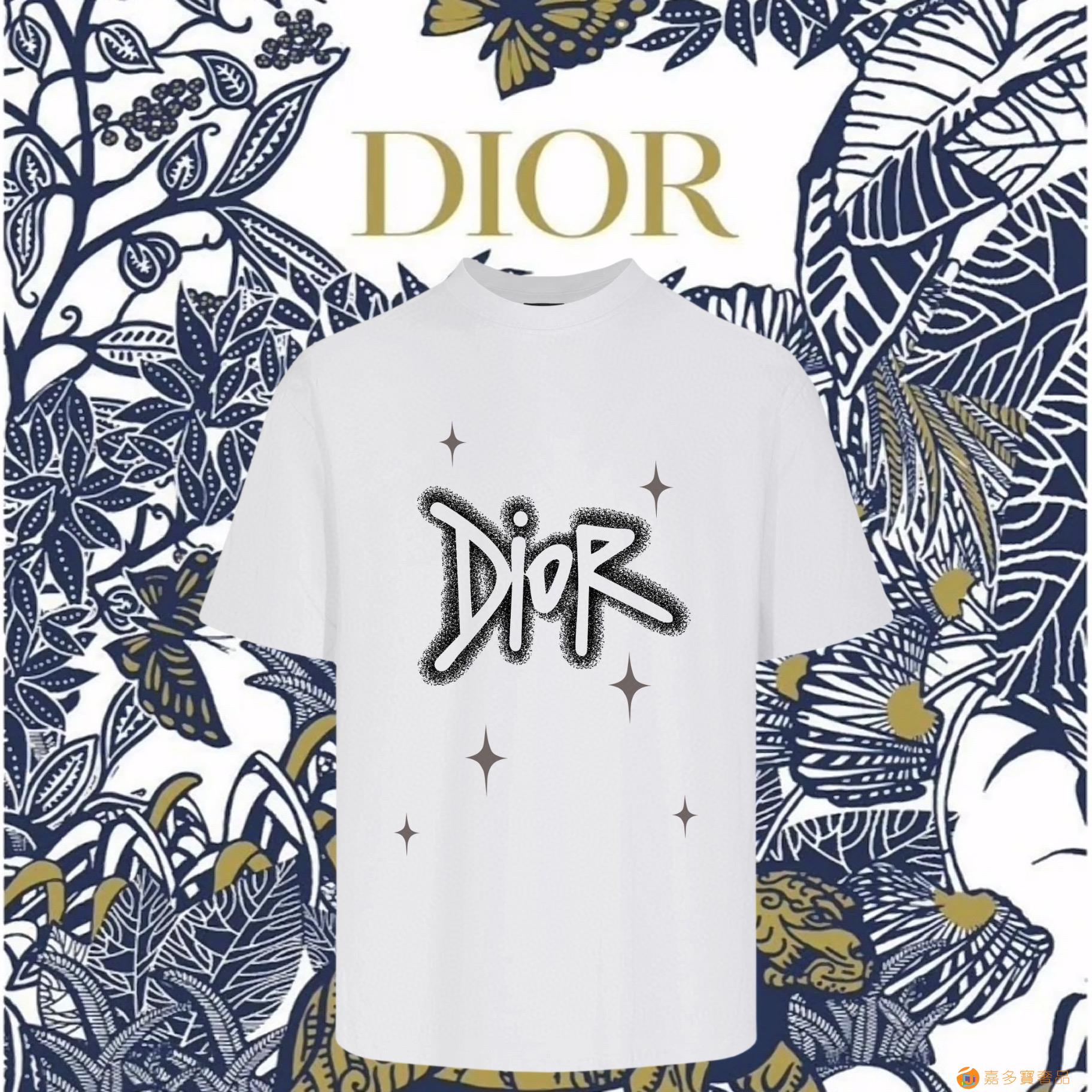 Dior迪奧 ss 大師親手設計潮牌新品印花圓領短袖T恤高仿a貨