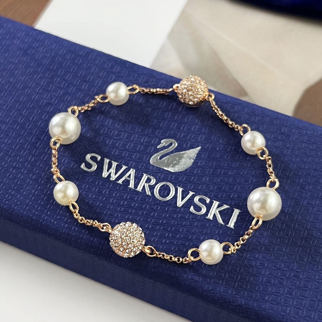Swarovski施華洛世奇 金色珍珠磁吸手鏈高仿a貨